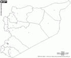 Map of the Syria Arab Republic. Capital: Damascus. Country of the Near East with coasts on the Mediterranean Sea