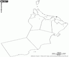 Map of the Sultanate of Oman. Capital: Muscat. Coastal country situated in the southeast of the Arabian peninsula