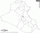 Map of the Republic of Iraq. Capital: Baghdad. Country of Southwest Asia with a narrow coast to the sea in the Persian Gulf