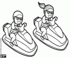 Water scooters, personal water crafts, PWC. Recreational watercrafts