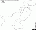 Map of the Islamic Republic of Pakistan. Capital: Islamabad. Country with coasts to the Arabian Sea
