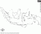 Map of the Republic of Indonesia. Capital: Jakarta. Country of Southeast Asia comprising 17.508 islands in the Indian and Pacific oceans