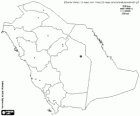 Map of the Kingdom of Saudi Arabia. Capital: Riad. Country of the Arabian peninsula with coasts to the Red Sea and the Persian Gulf