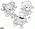 The Umizoomi dancing, Milli, Geo and Bot the robot