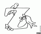 Letter Z with two little birds