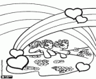 Two little ponies under the rainbows and the hearts