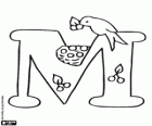 Letter M with a bird and a nest
