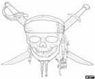 Pirate's skull with two crossed swords. Pirates of the Caribbean