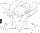 The face of Goku, a warrior Super Saiyan Dragon Ball