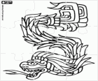 Mayas, Mayan Civilization Puzzle. Puzzle of Kukulkan, the plumed serpent. The Mayan God of the Sky