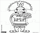 Incas puzzle. Puzzle of The Inca, the head of State of the Inca Empire