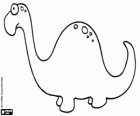 A dinosaur with huge body, long neck, long tail and short legs