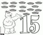 Number 15, the Cookie Monster with fifteen pies