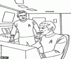 Captain Kirk and Mr. Spock in the Enterprise. Star Trek main characters