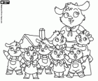 The seven little goats with their mother close to home