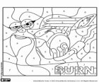 Burn, the racing snail to be colored by numbers