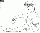 Ryô Shirogane, Elliot Grant sitting on floor with a can of drink