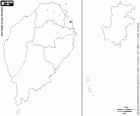 Map of the Democratic Republic of São Tomé and Príncipe. Capital: São Tomé. Islands country at the Gulf of Guinea