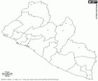Map of the Republic of Liberia. Capital: Monrovia. West African country with coasts in the Atlantic Ocean