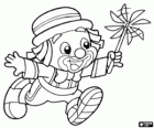 The clown Patatá playing with a pinwheel