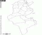 Map of the Republic of Tunisia. Capital: Tunisia. North African country with a long coastline on the Mediterranean Sea