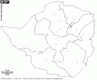 Map of the Republic of Zimbabwe. Capital: Harare. Inland country in the south of Africa