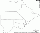 Map of the Republic of Botswana. Capital: Gaborone. Inland country located in the South of the African continent