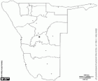 Map of the Republic of Namibia. Capital: Windhoek. Country in Southwest Africa with coast to the Atlantic Ocean