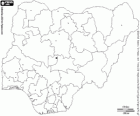 Map of the Federal Republic of Nigeria. Capital: Abuja. Country in west of Africa with coast to the Gulf of Guinea
