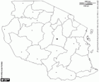 Map of the United Republic of Tanzania. Capital: Dodoma. Country in central Africa with coast to the Indian Ocean