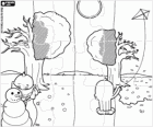 Puzzle of Pypus ant the seasons of the year: winter, spring, summer and autumn