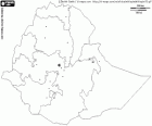 Map of the Federal Democratic Republic of Ethiopia. Capital: Addis Ababa. Country of the Horn of Africa without outlet to the sea