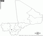 Map of the Republic of Mali. Capital: Bamako. Inland country in the west of Africa