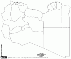 Map of the State of Libya. Capital: Tripoli. Country in North Africa with coasts in the Mediterranean sea