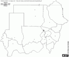 Map of the Republic of the Sudan. Capital: Khartoum. Country in the northeast of Africa with coast to the Red Sea