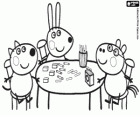 Peppa Pig's friends with pencils on the table