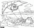 Two Furbys practicing the hang gliding with boat tow