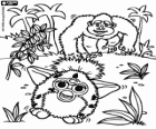 A Furby in the jungle with a gorilla