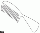 A comb, a spiked flat utensil used to fix the hair