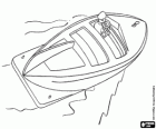 A speedboat with the sailor at the steering wheel