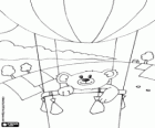 A teddy bear in a hot air balloon