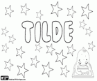 Tilde, name of Germanic origin. Derived from Mahthildis which means powerful in battle