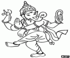 The god Ganesha dancing at the celebration of Diwali