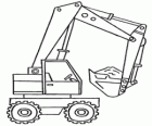 A backhoe with the shovel full of material