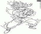 Goku super sayajin 2. Goku throws the Kamehameha attack 