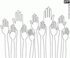 International day of volunteers, December 5. The raised hands of those who want to be volunteers