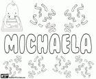 Michaela, name of Hebrew origin. Feminine form for Mikha'el, its meaning is Who is like God?