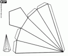 Pentagonal pyramid. Pyramid with five sides and a base that is a Pentagon regular