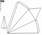 Triangular pyramid. Three-sided pyramid and a triangular base, a polyhedron