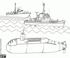 Two military ships and a submarine, a part of the naval fleet